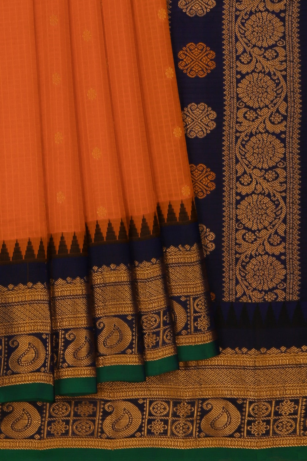 Image of Gadwal Cotton Silk Orange Saree