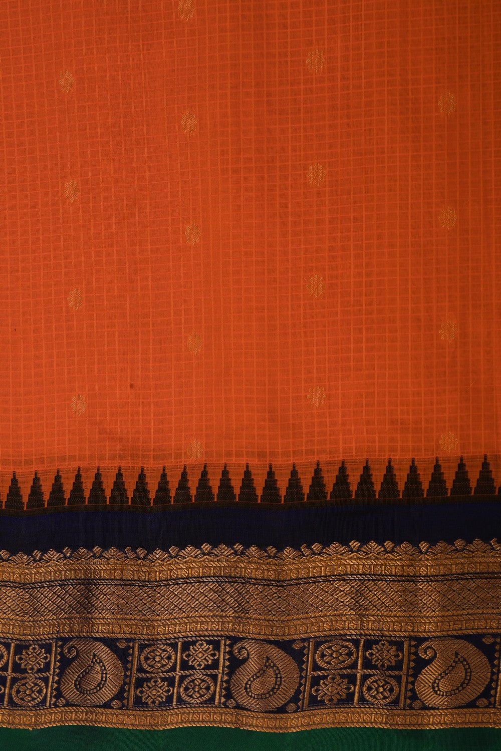 Image of Gadwal Cotton Silk Orange Saree