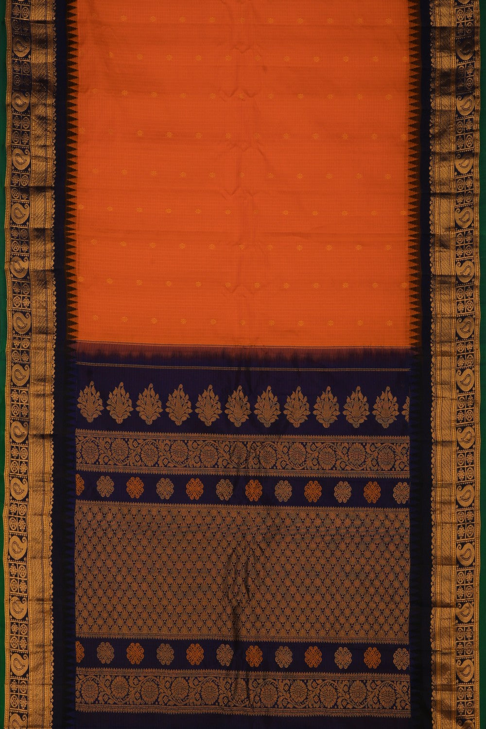 Image of Gadwal Cotton Silk Orange Saree