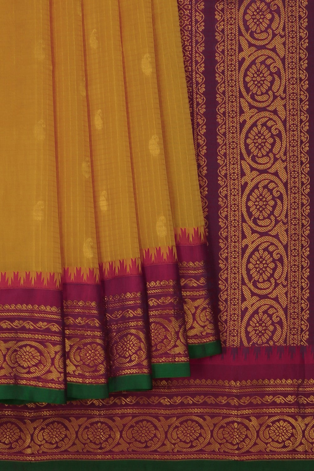 Image of Gadwal Cotton Silk Mustard Saree