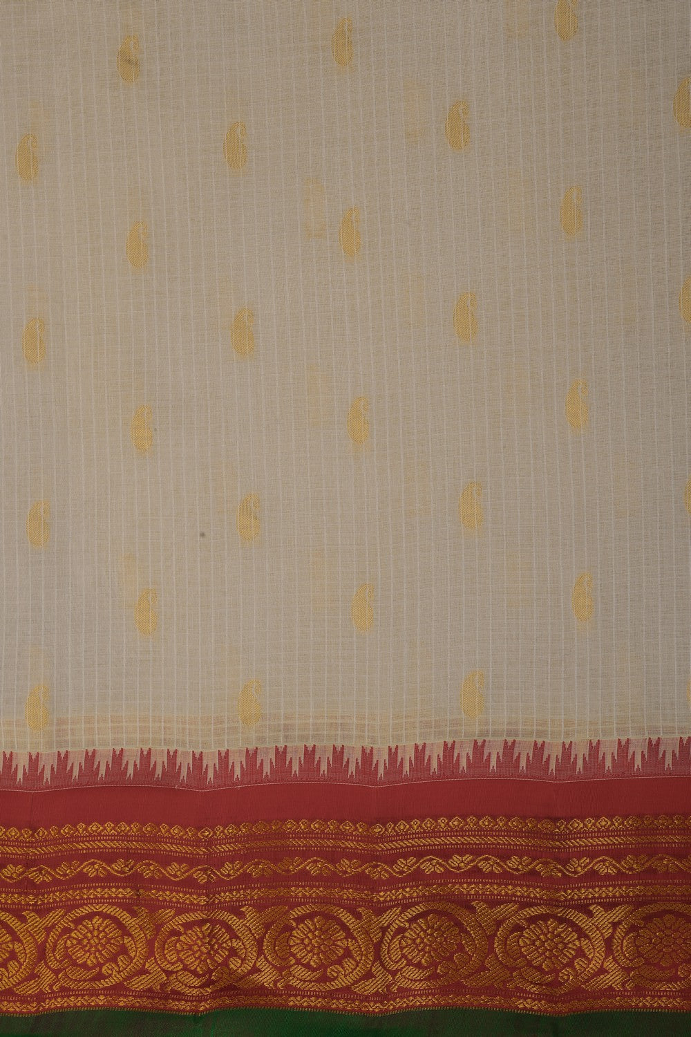 Image of Gadwal Cotton Silk White Saree