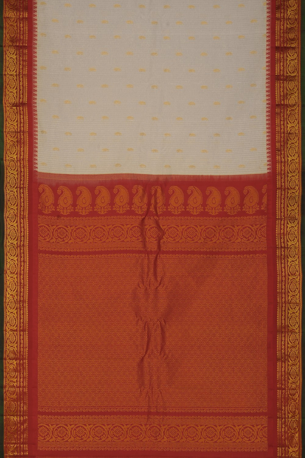 Image of Gadwal Cotton Silk White Saree
