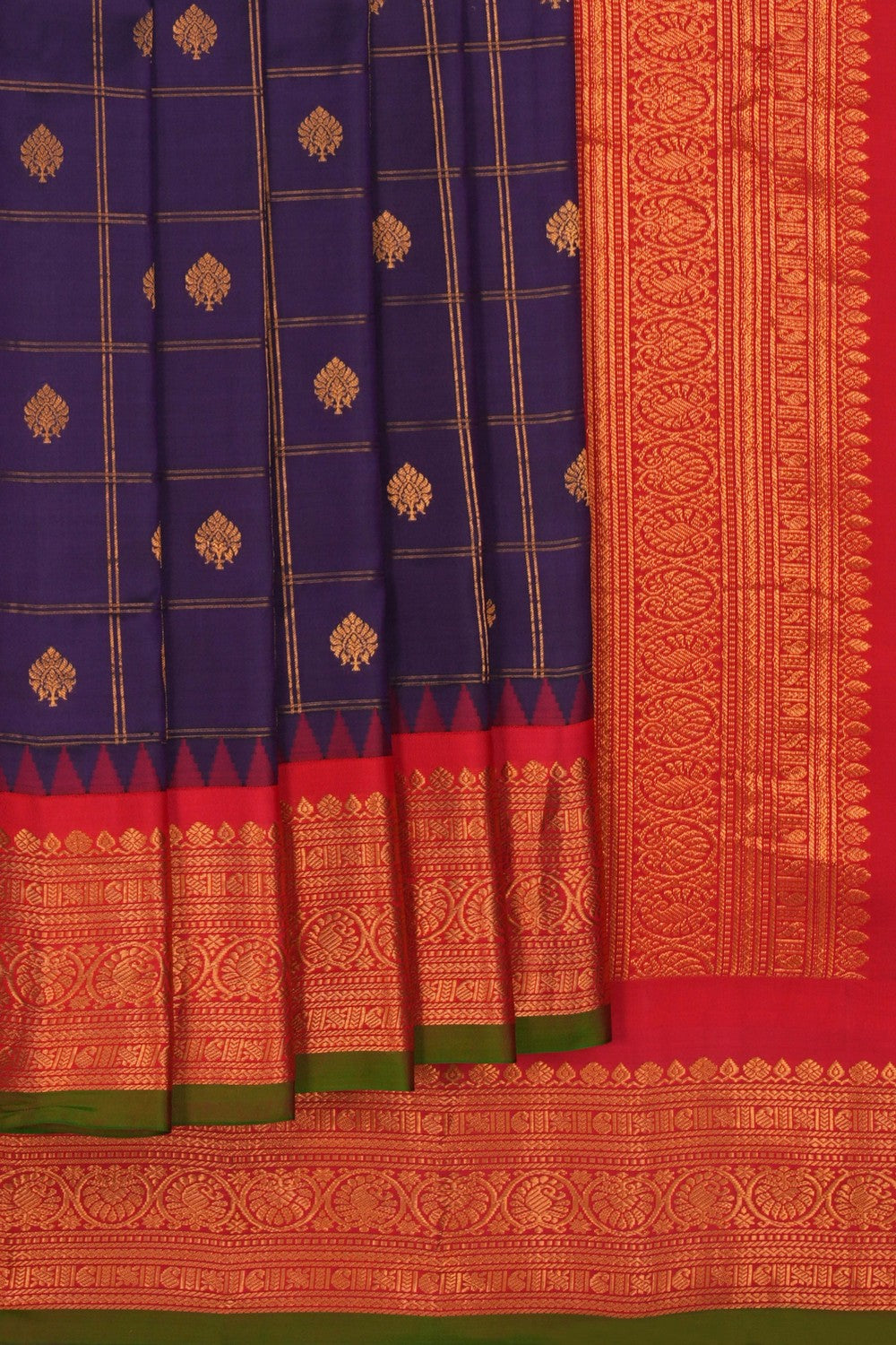 Image of Gadwal Silk Kattam Purple Saree