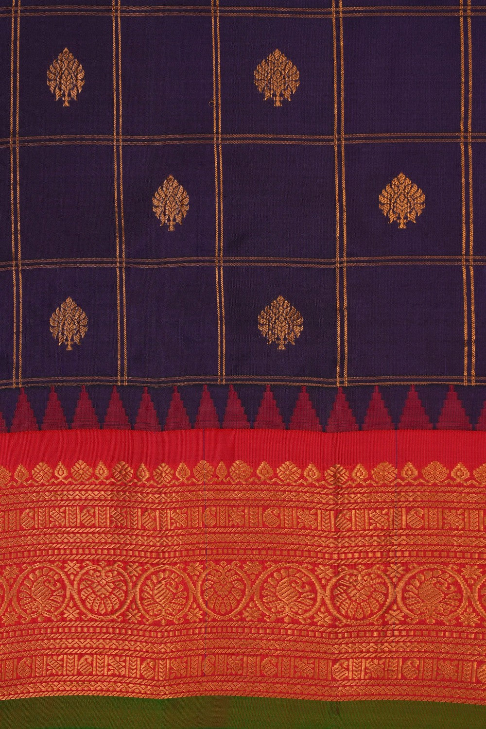 Image of Gadwal Silk Kattam Purple Saree