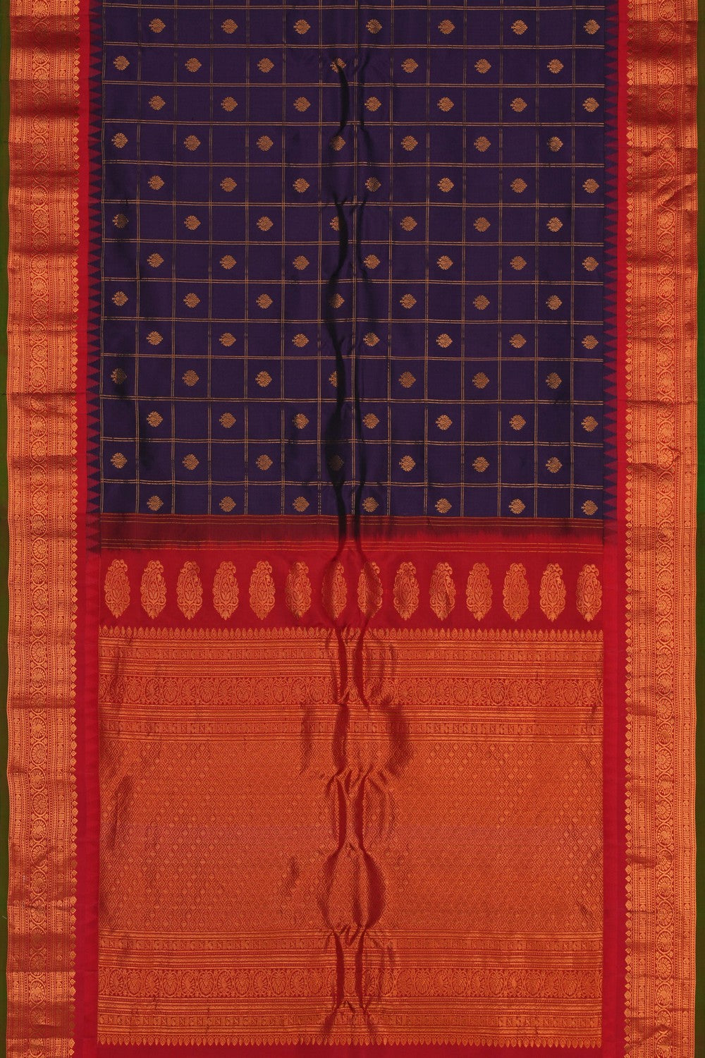 Image of Gadwal Silk Kattam Purple Saree