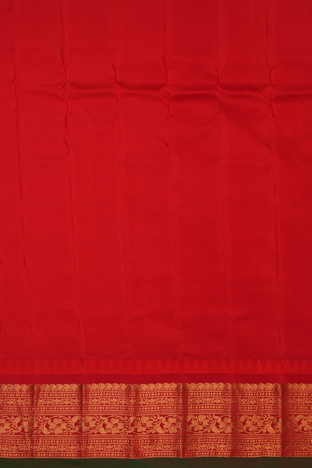 Image of Gadwal Silk Kattam Peacock-Green Saree