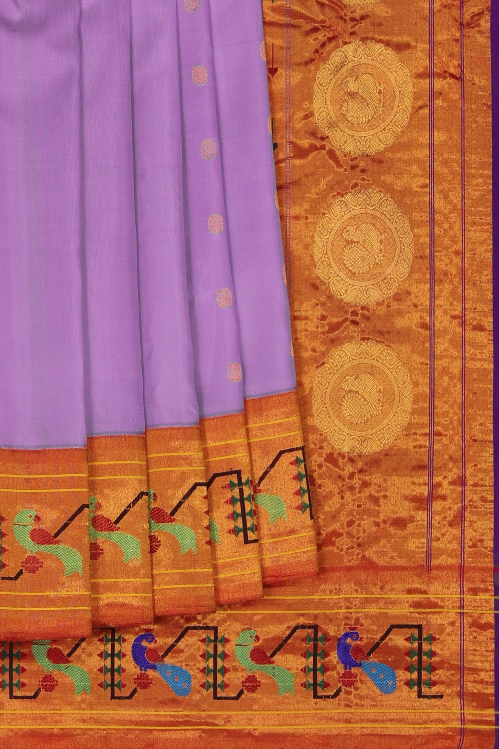 Image of This Paithani-Inspired Gadwal Lavender Pink Saree