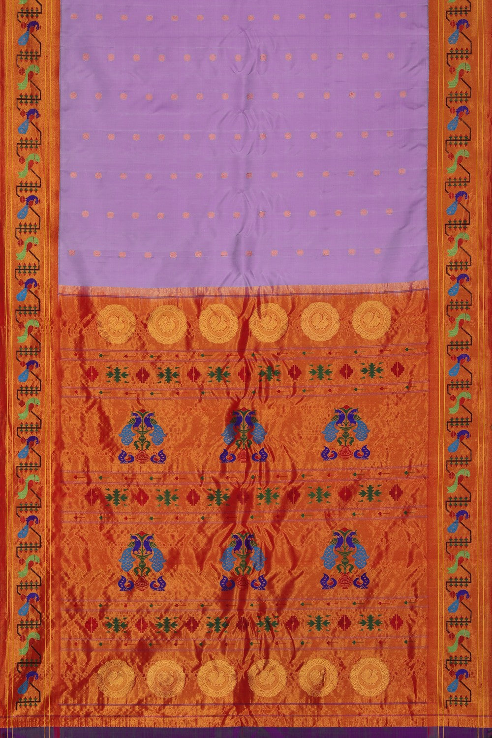 Image of This Paithani-Inspired Gadwal Lavender Pink Saree