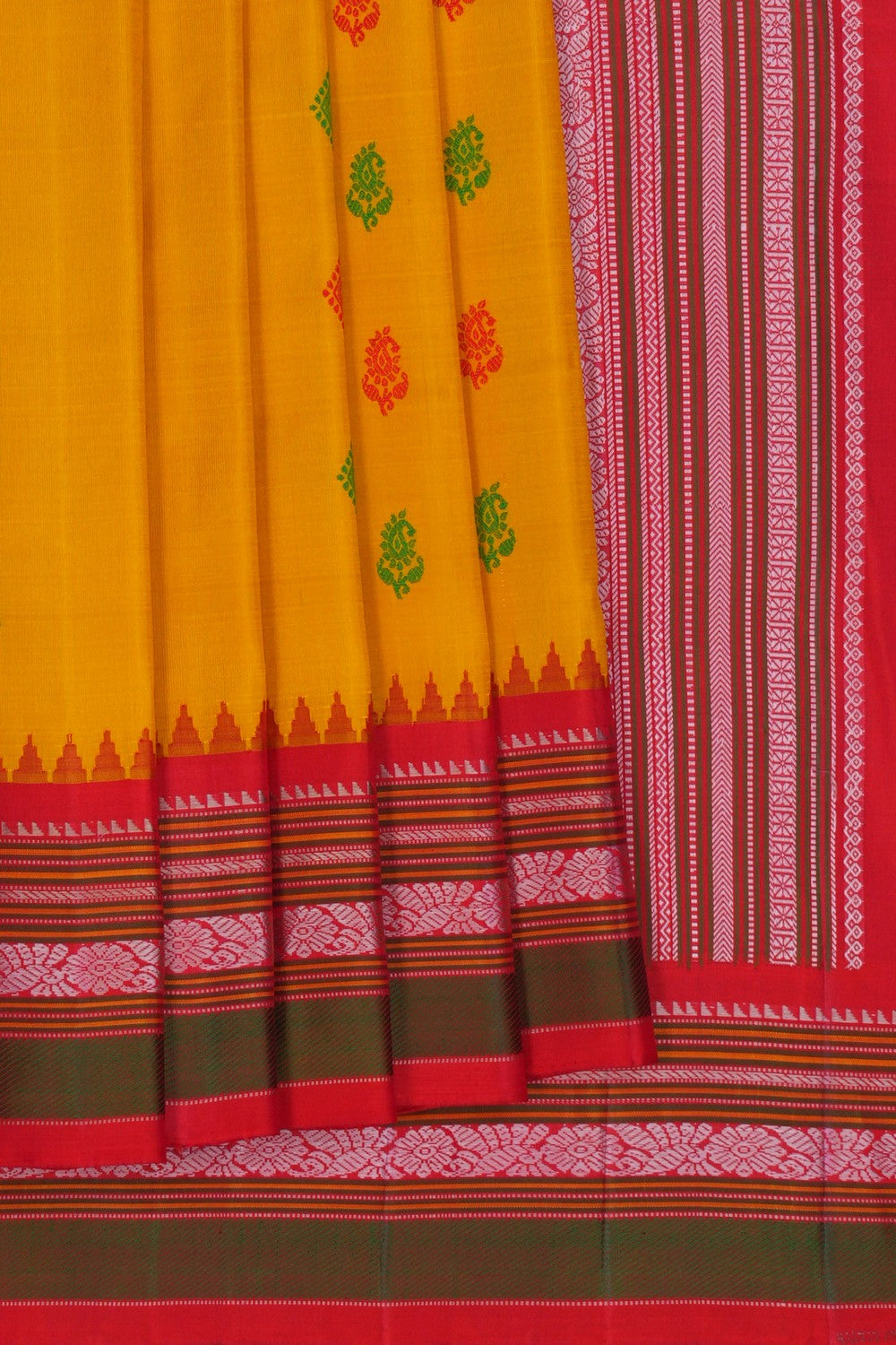 Image of Gadwal Silk Yellow Saree
