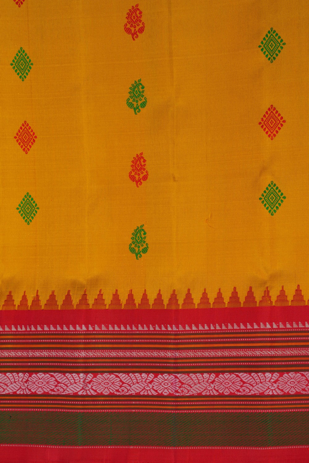 Image of Gadwal Silk Yellow Saree