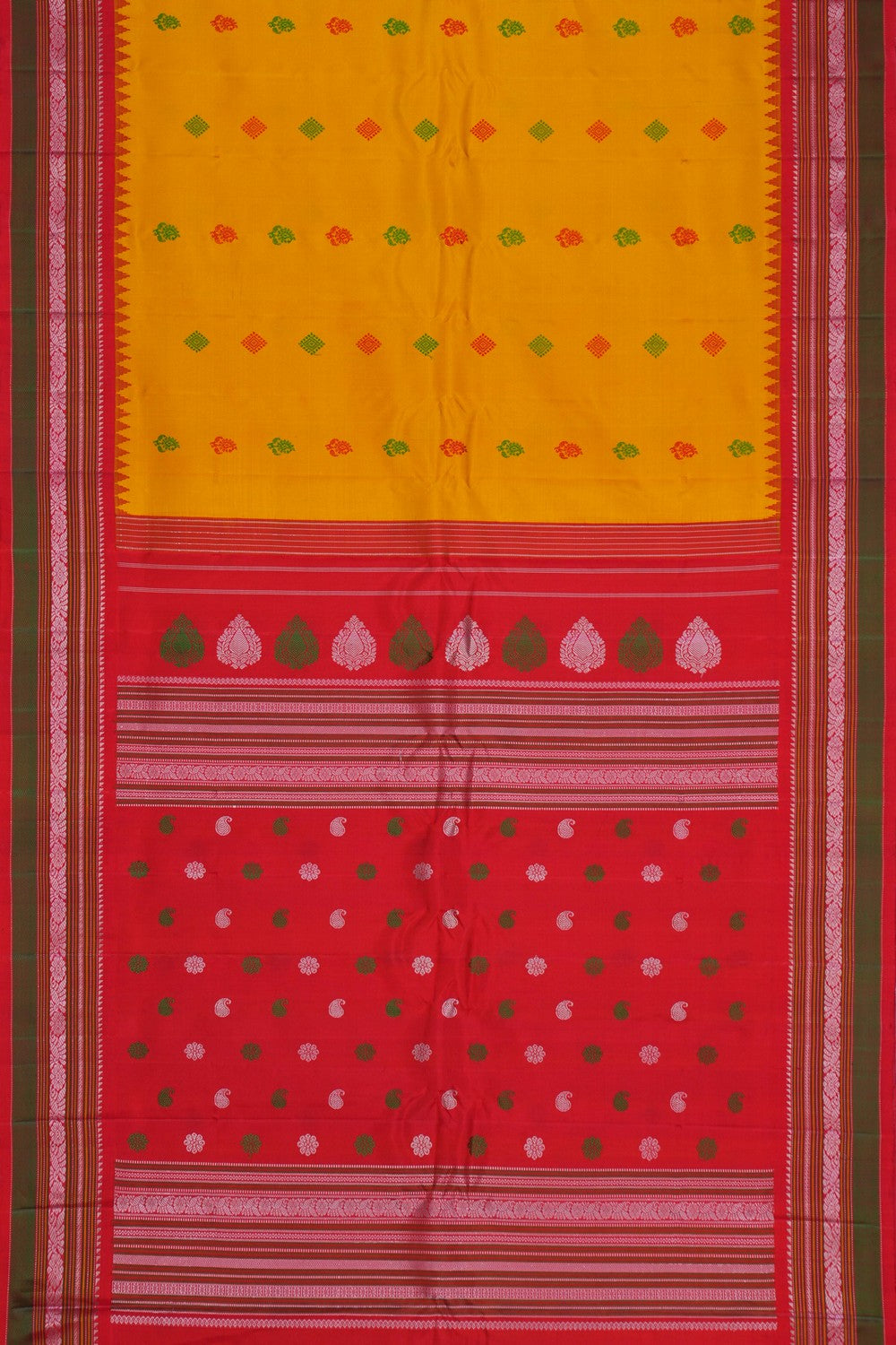Image of Gadwal Silk Yellow Saree