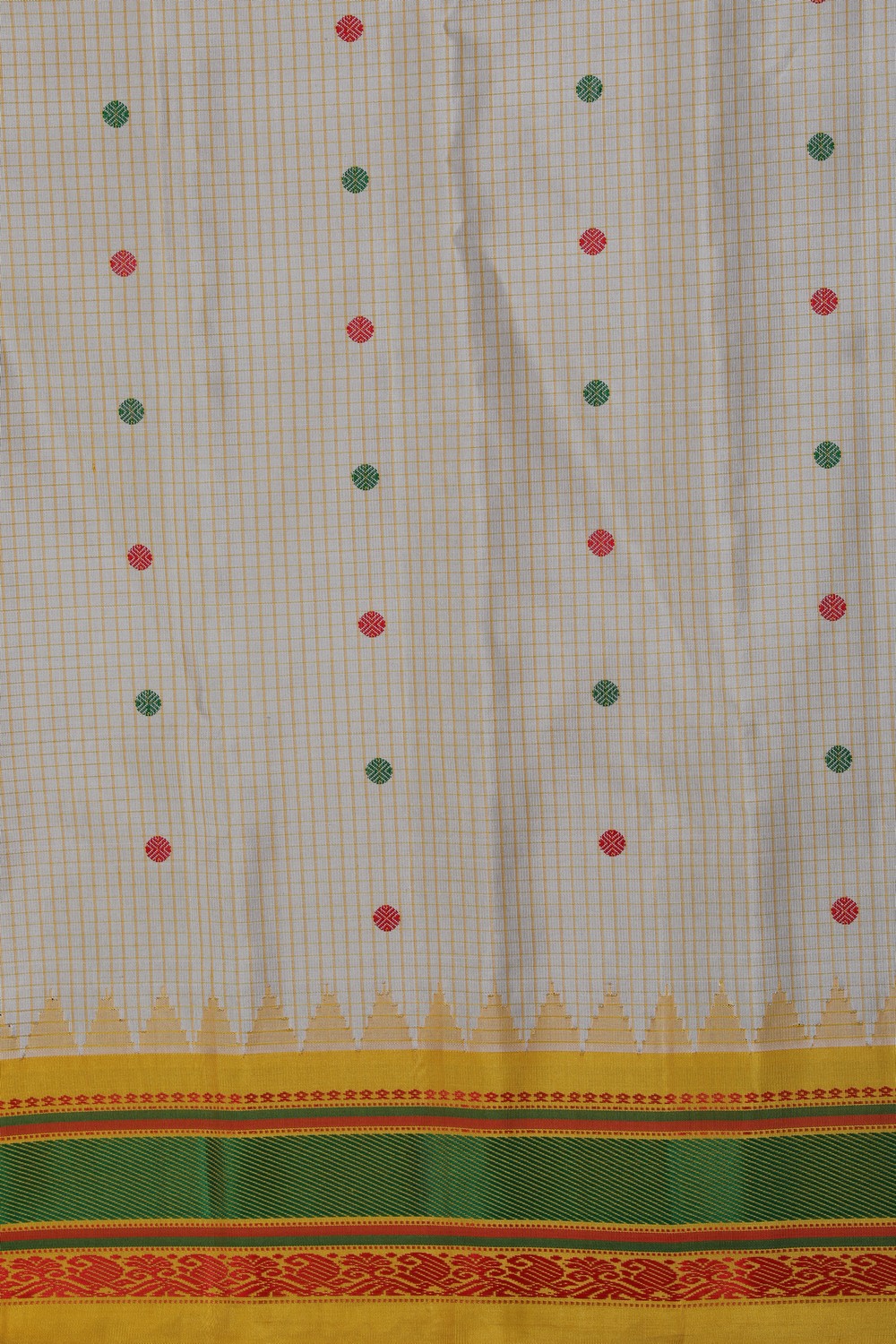 Image of Gadwal Silk Kattam Beige Saree