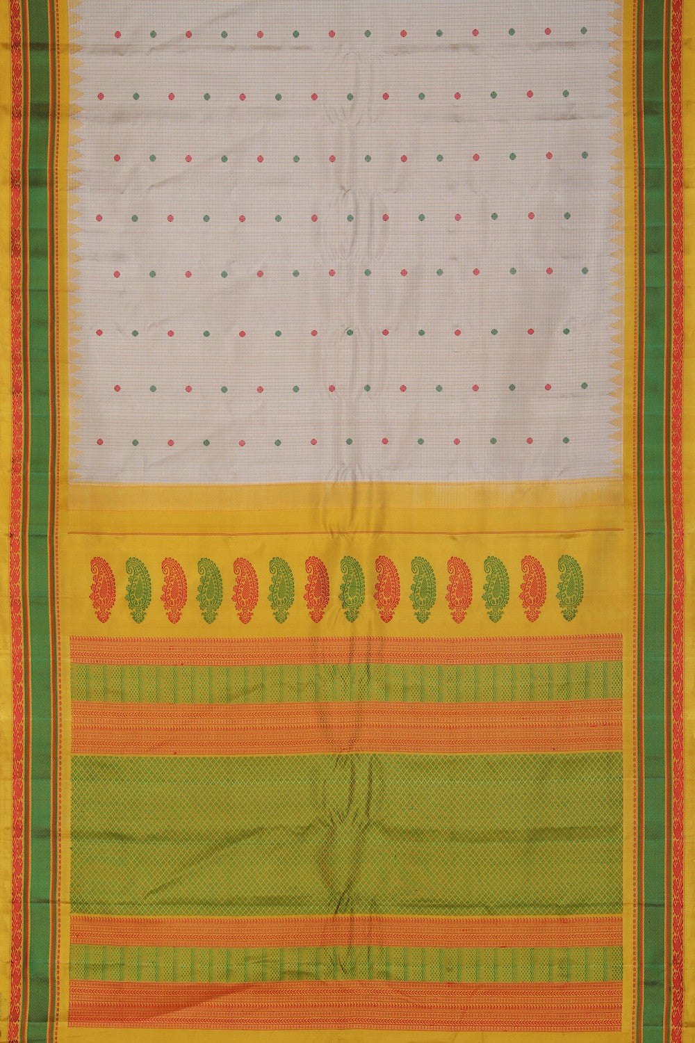 Image of Gadwal Silk Kattam Beige Saree