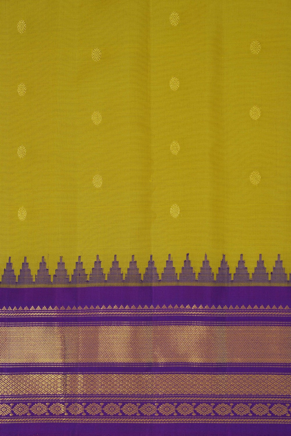 Image of Gadwal Kora Silk Yellow Saree