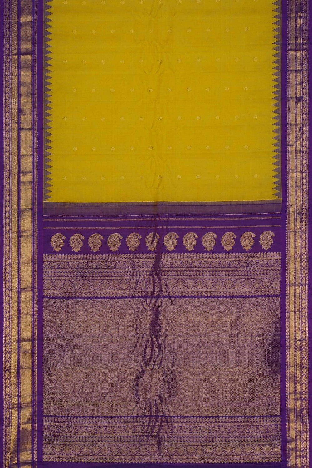 Image of Gadwal Kora Silk Yellow Saree