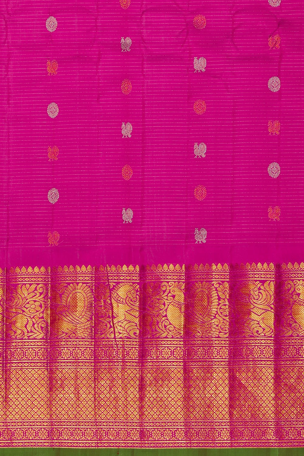 Image of Gadwal Silk Kattam Spring Green Saree