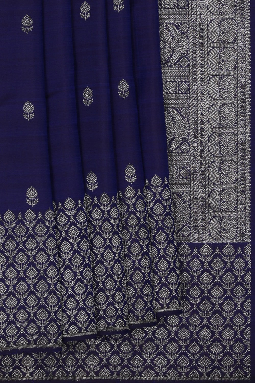 Image of Kanchipattu Blueish-Purple Saree