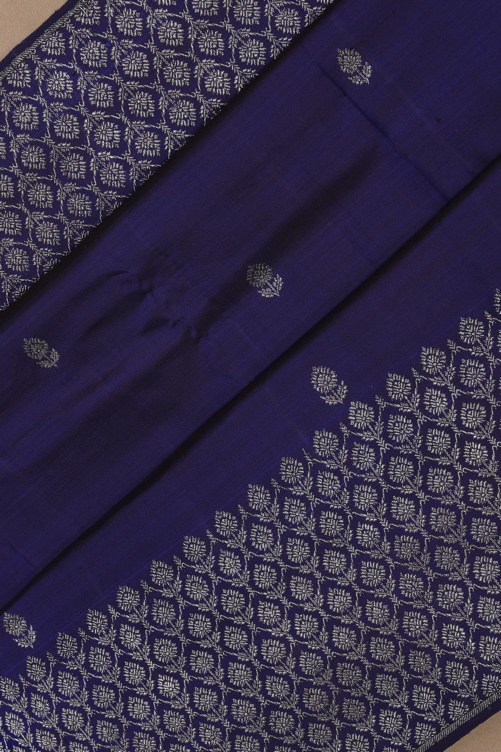 Image of Kanchipattu Blueish-Purple Saree