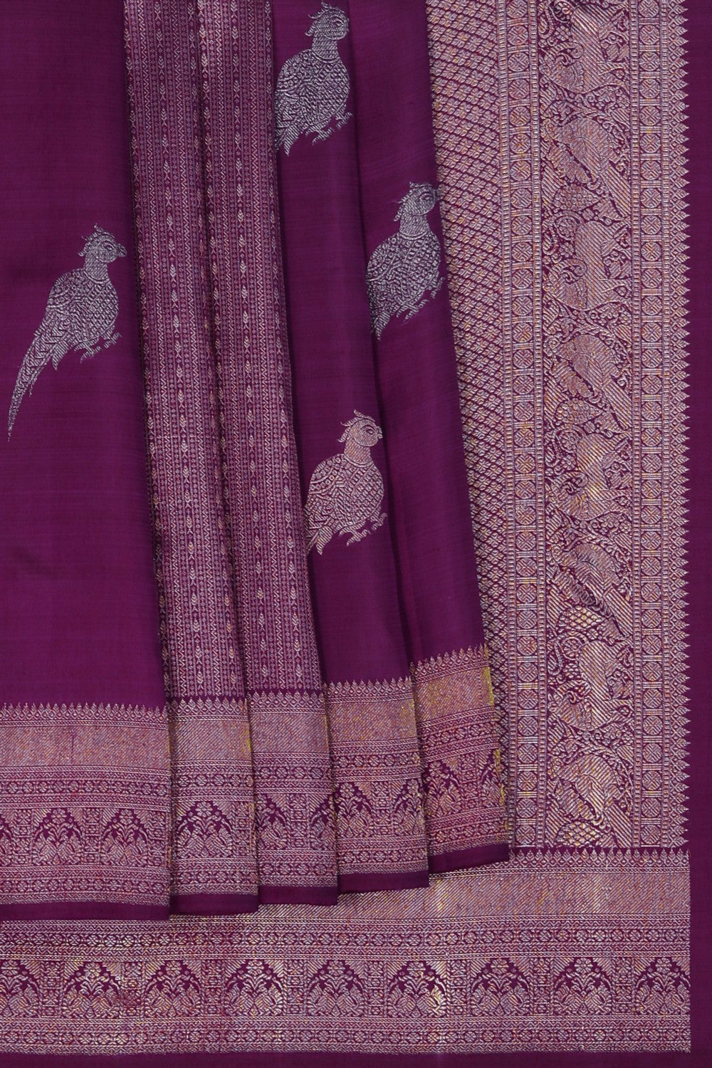 Image of Kanchipattu Plum-Pink Saree