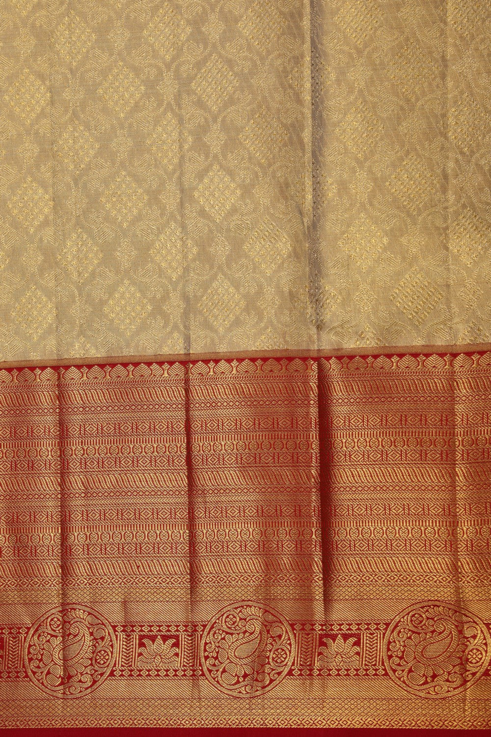 Image of Kanchipattu Pavada Gold Unstitched Set
