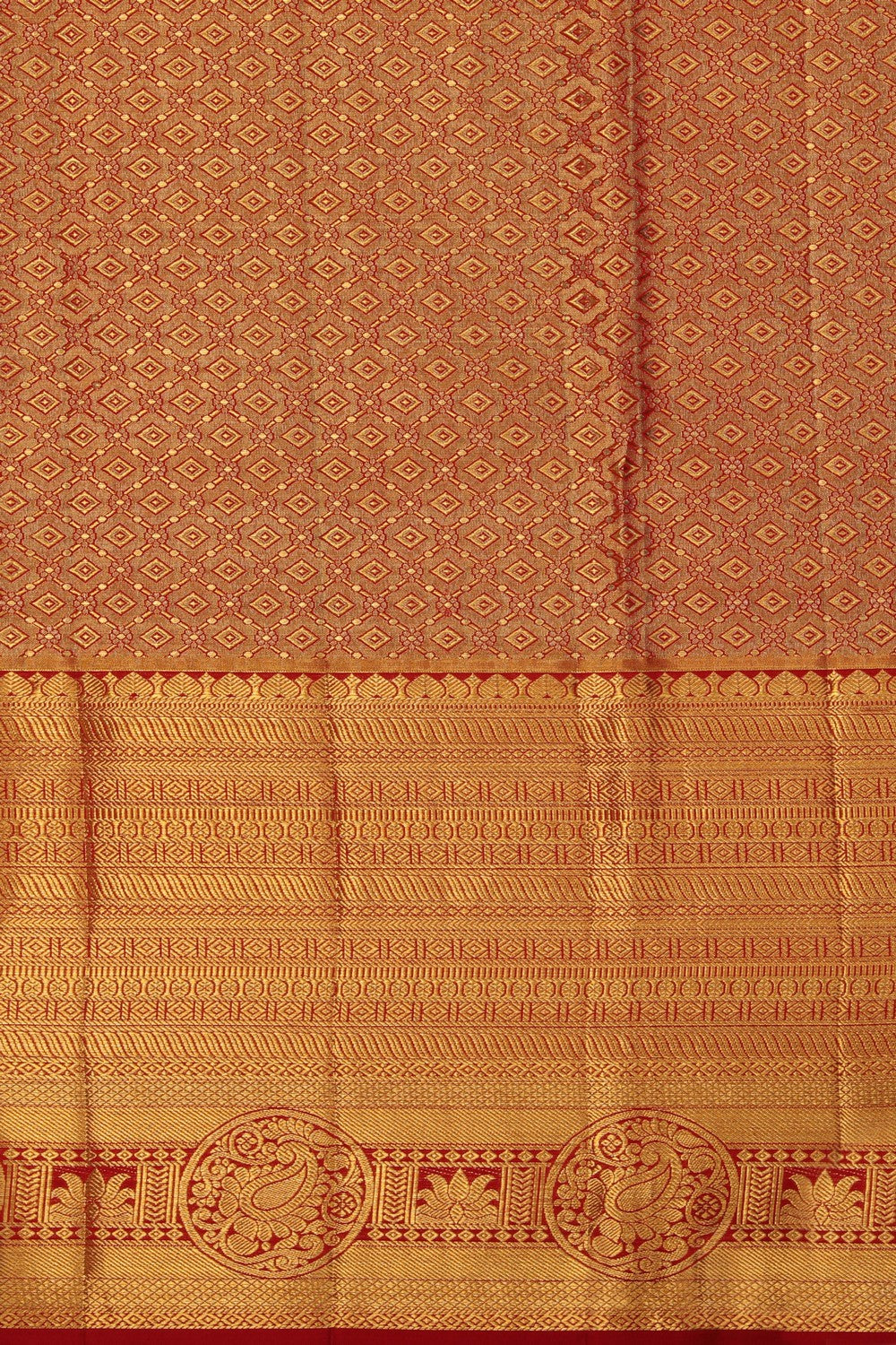 Image of Kanchipattu Pavada Gold Unstitched Set