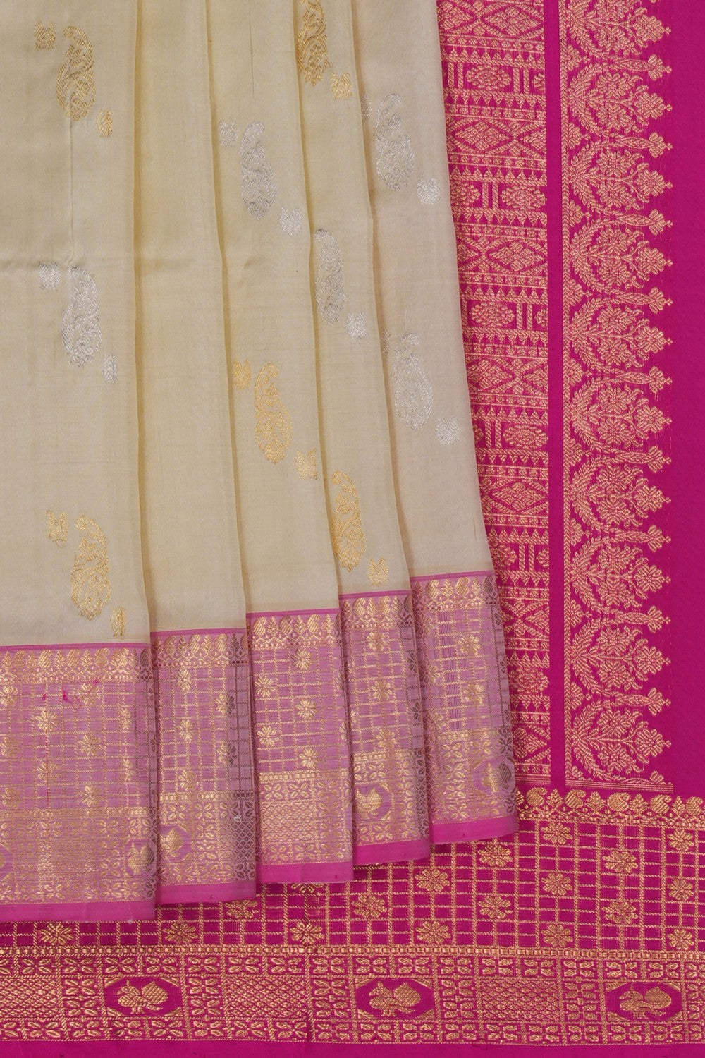 Image of Venkatagiri Silk Off-White Saree