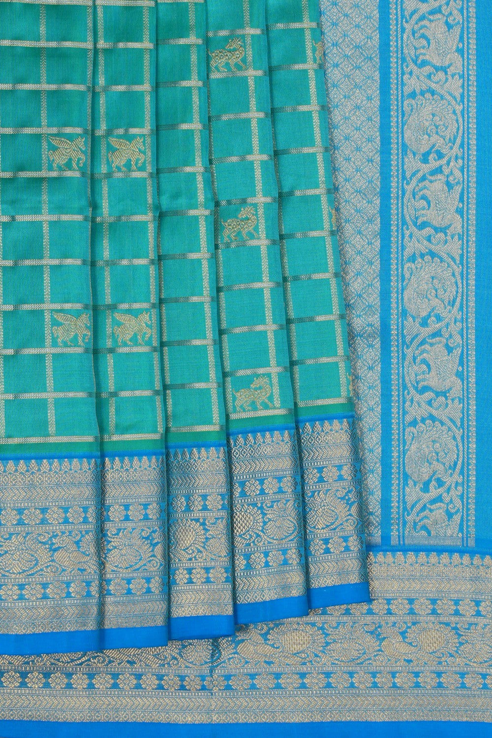 Image of Venkatagiri Silk Sea-Green Saree