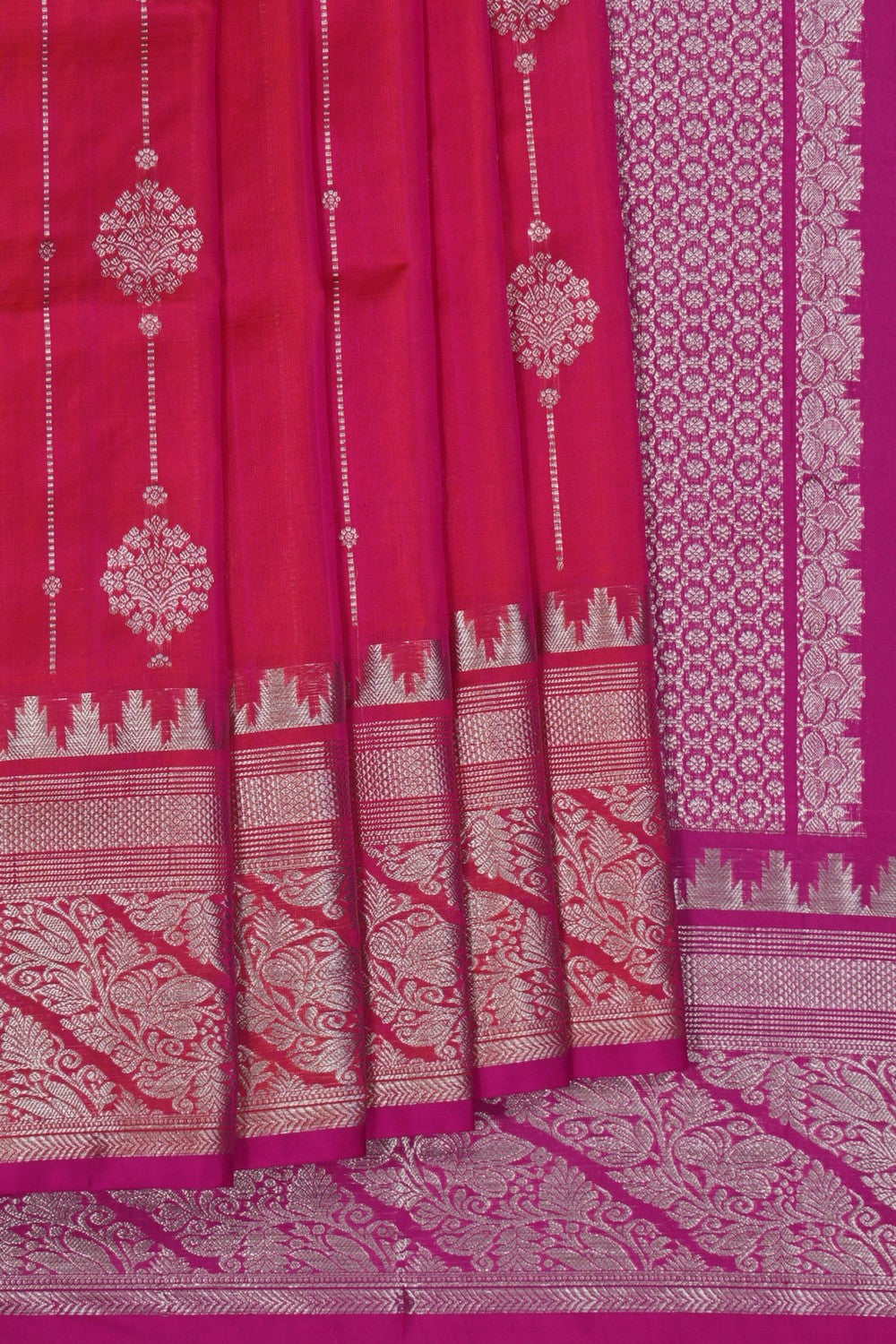Image of Venkatagiri Silk Fuchsia Pink Saree