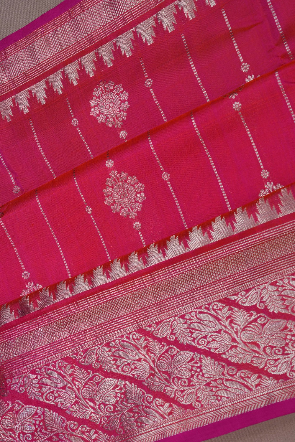 Image of Venkatagiri Silk Fuchsia Pink Saree