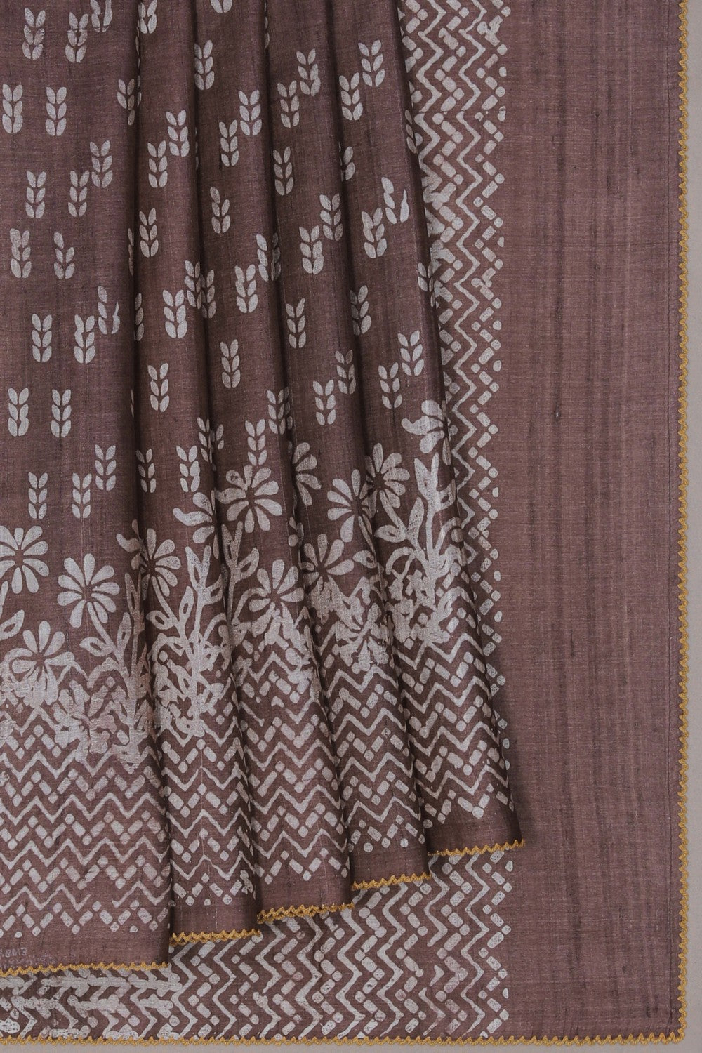 Image of A Tussar Floral Print Saree
