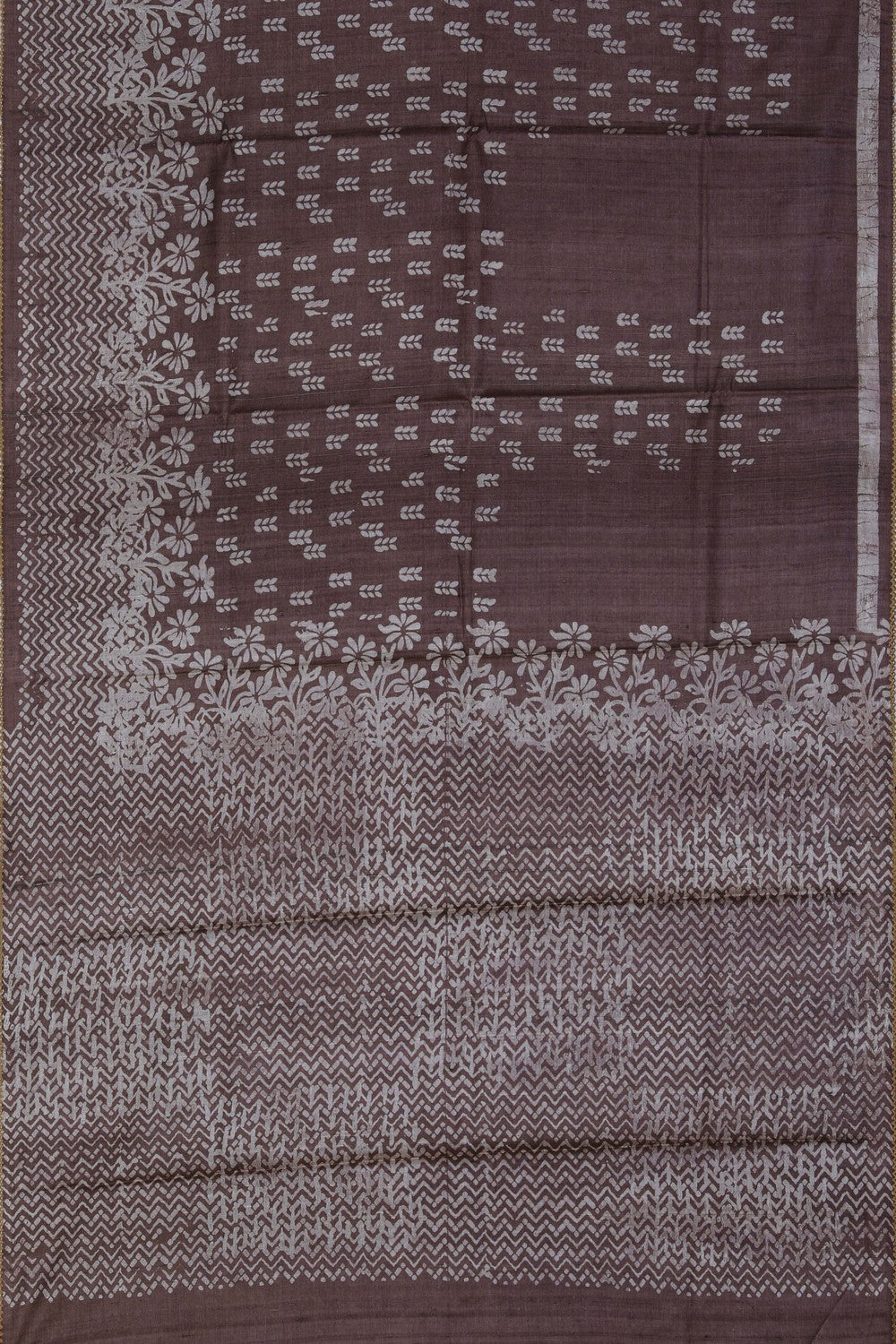Image of A Tussar Floral Print Saree