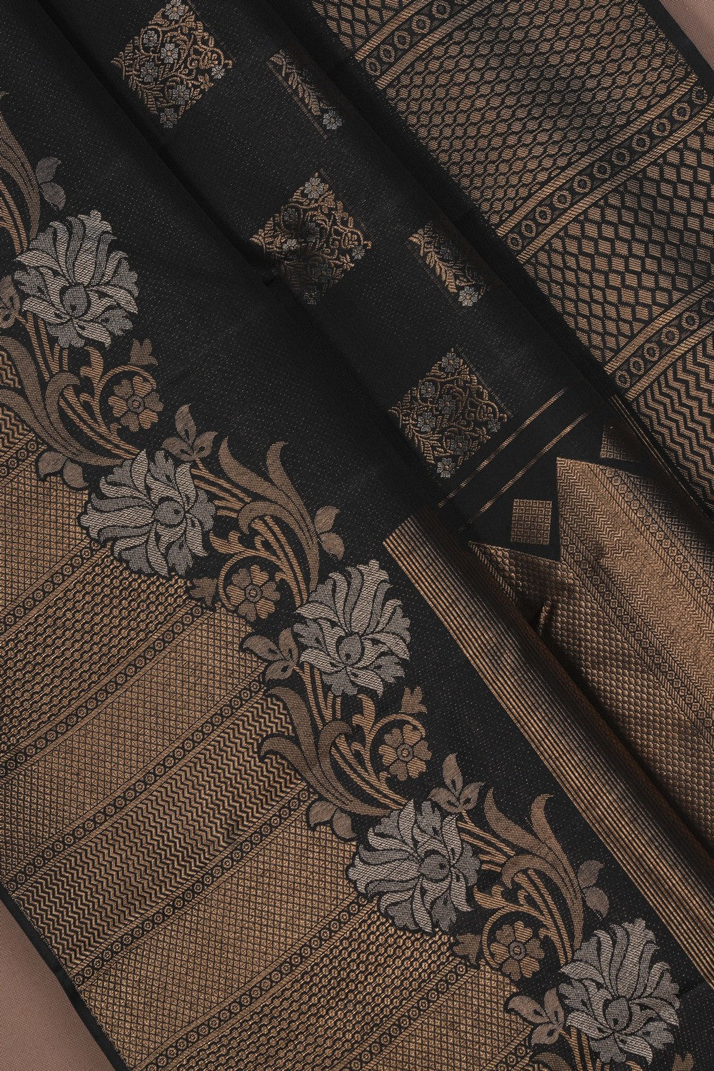 Image of Kanchi Silk Brocade Black Saree