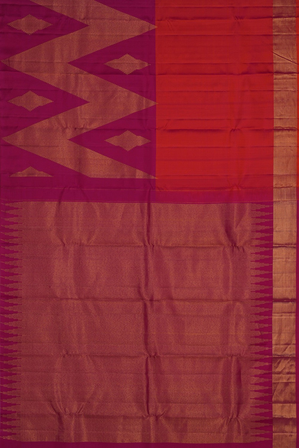 Image of Kanchi Silk Orange-Pink Saree