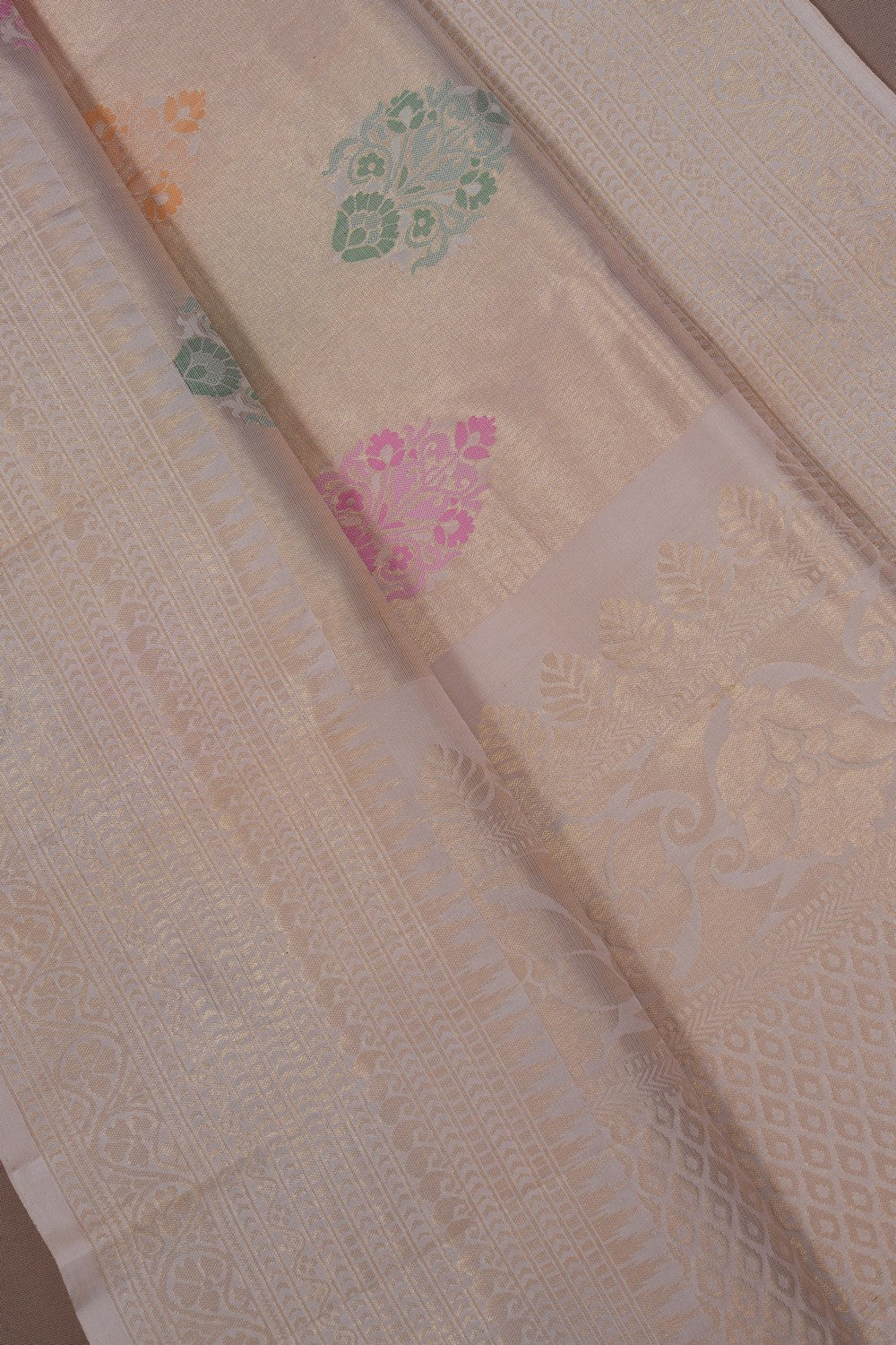 Image of Kanchi Silk Brocade Off-White Saree