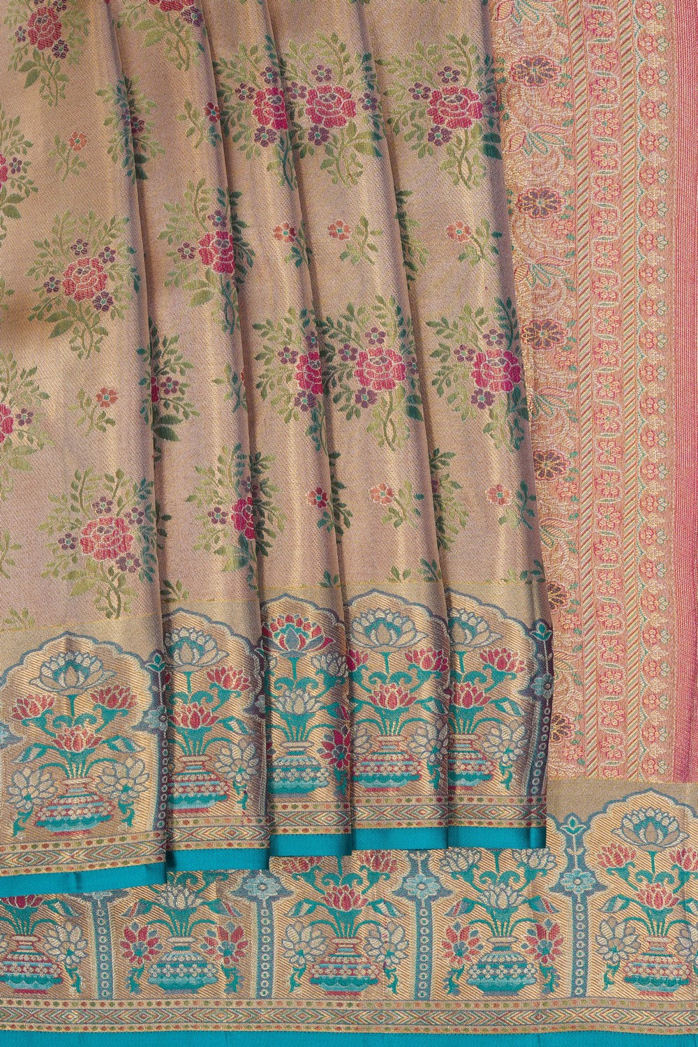 Image of Kanchi Silk Brocade Gold Saree