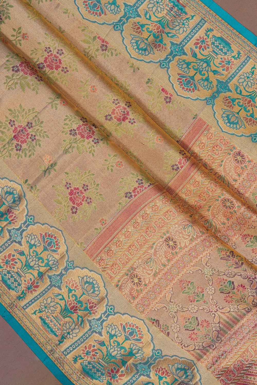 Image of Kanchi Silk Brocade Gold Saree