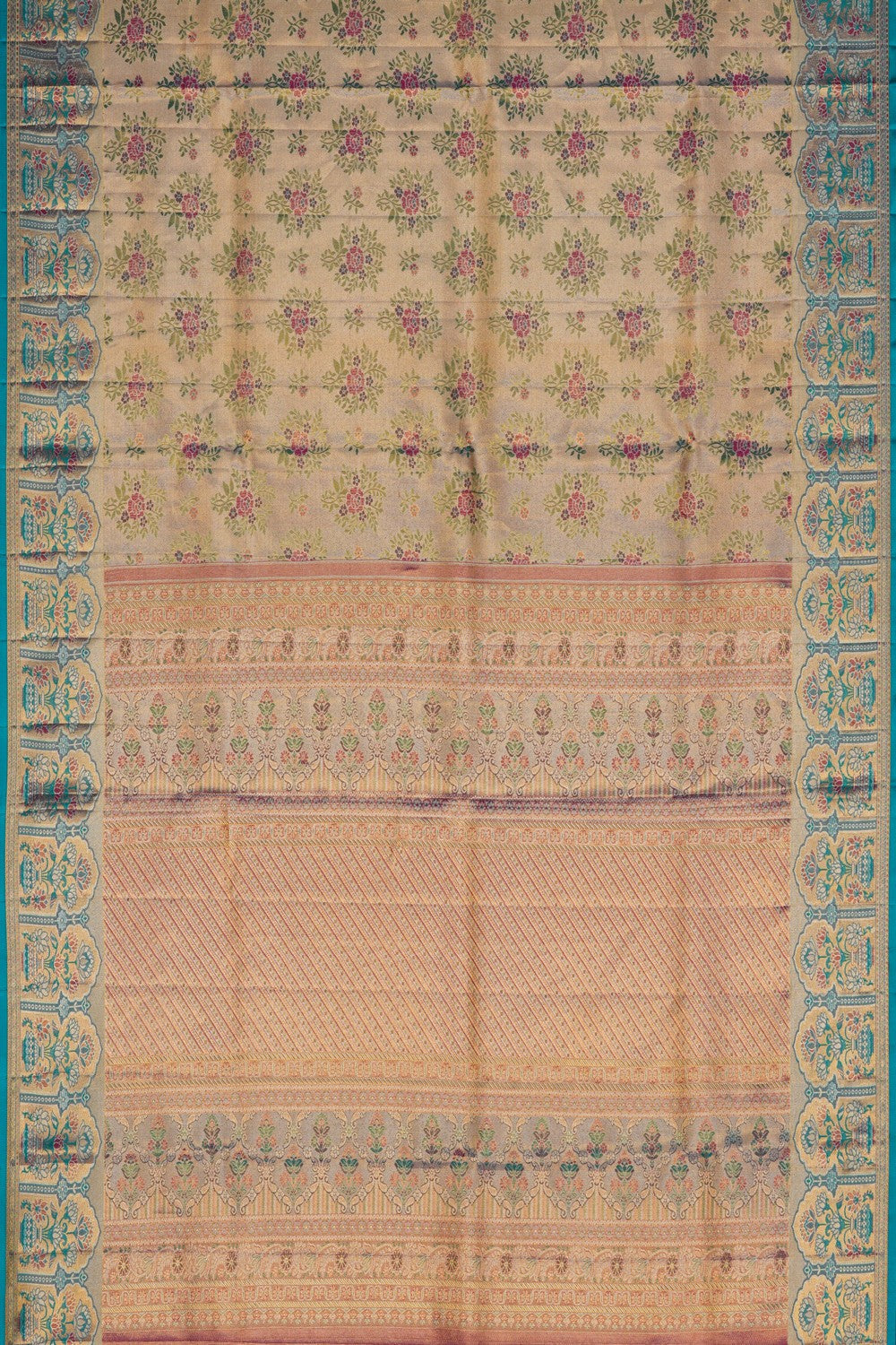 Image of Kanchi Silk Brocade Gold Saree