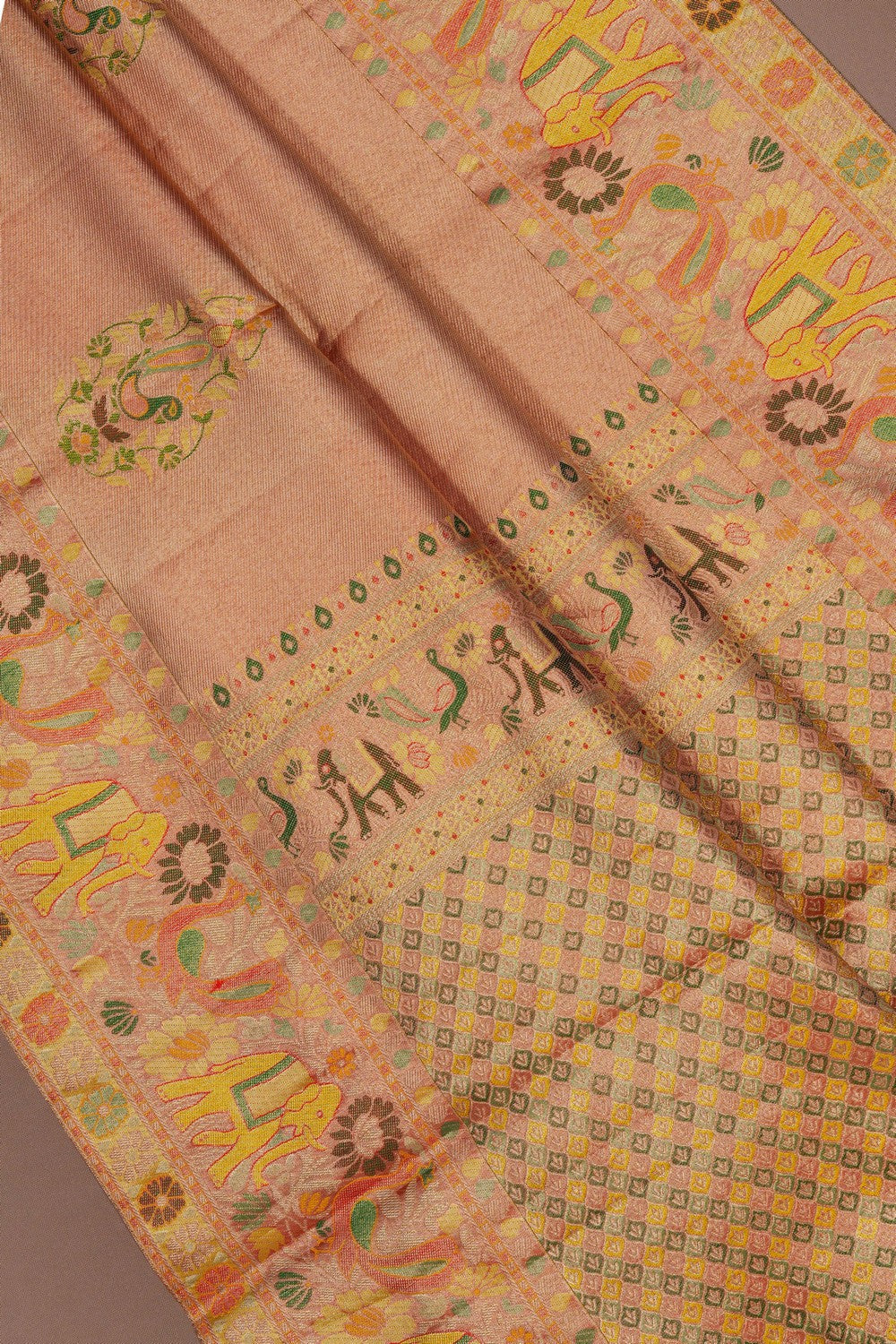 Image of Kanchi Silk Brocade Gold Saree