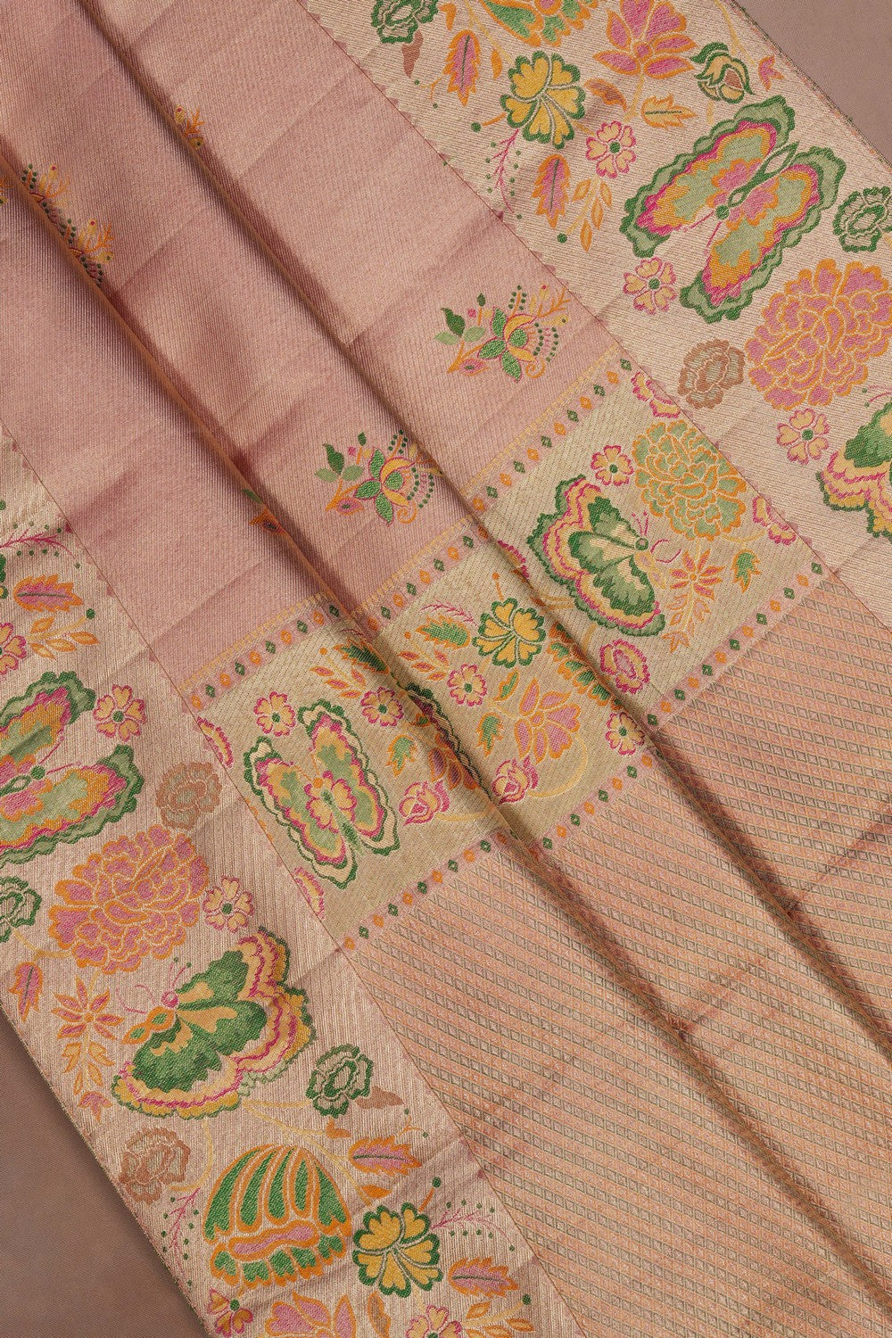 Image of Kanchi Silk Brocade Gold Saree