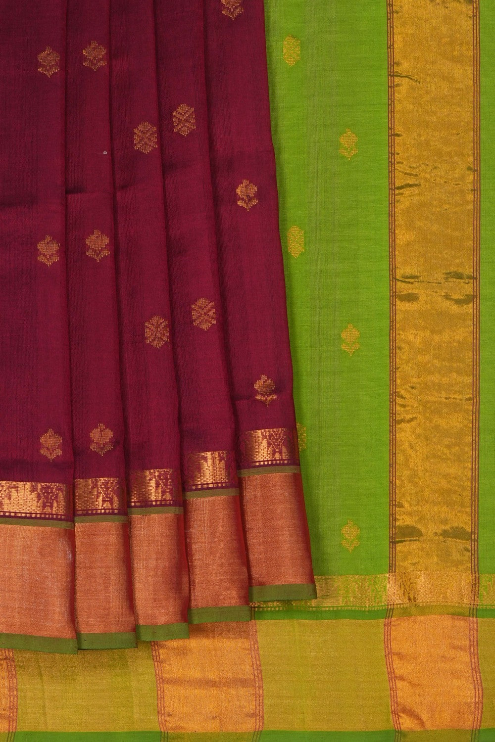 Image of South Cotton Silk Maroon Saree