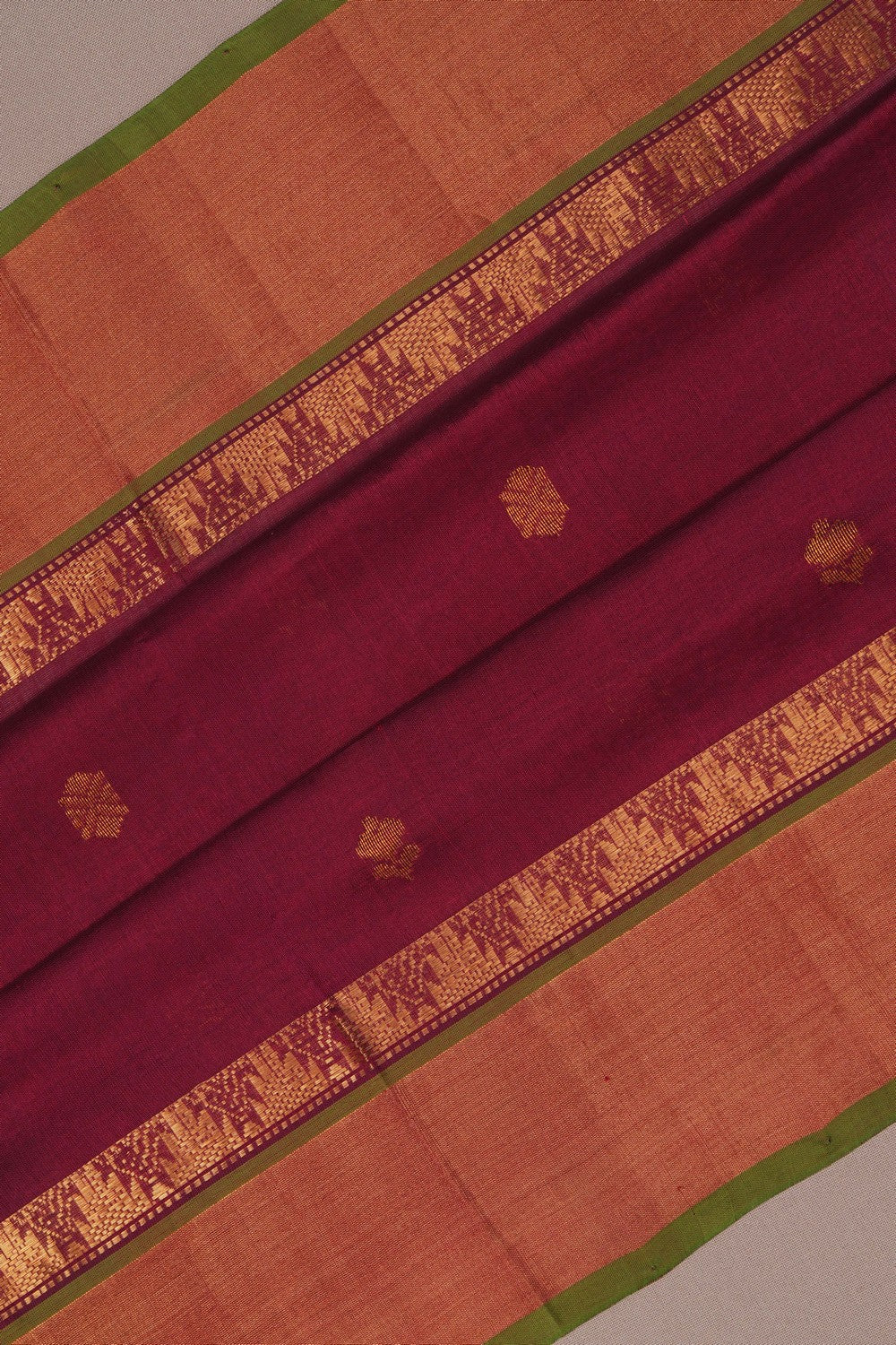 Image of South Cotton Silk Maroon Saree