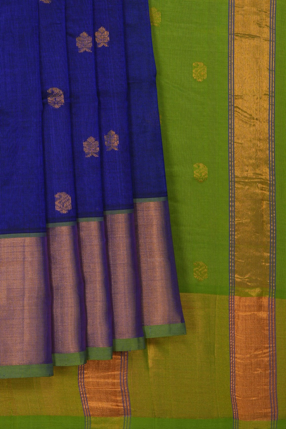 Image of South Cotton Silk Indigo Blue Saree