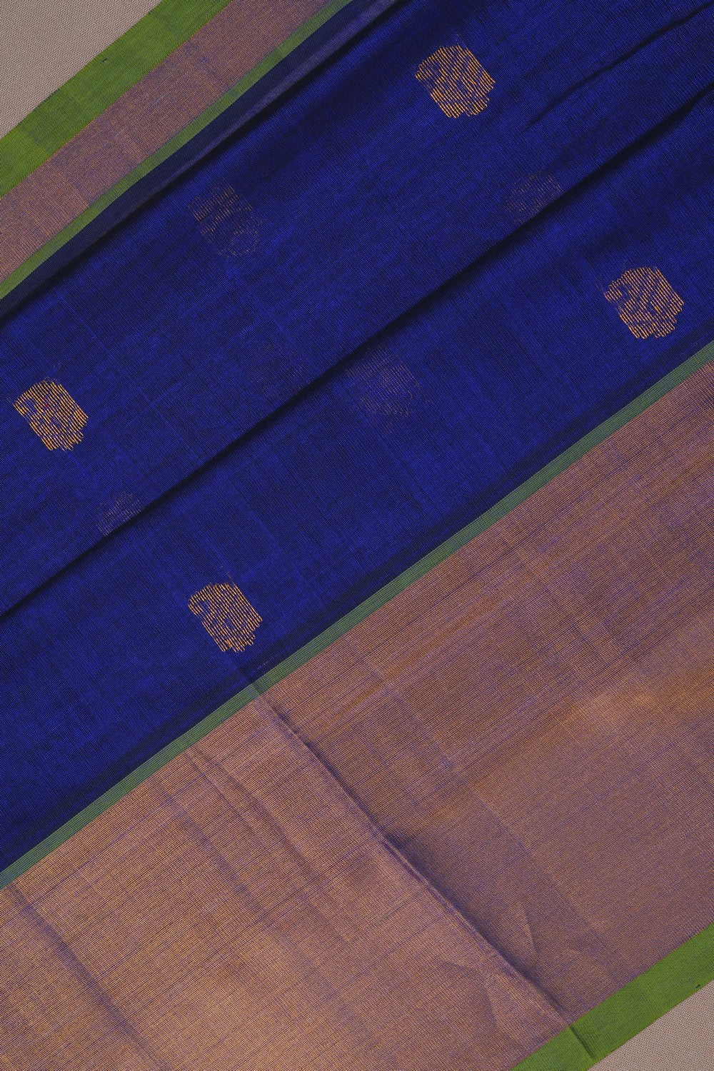 Image of South Cotton Silk Indigo Blue Saree