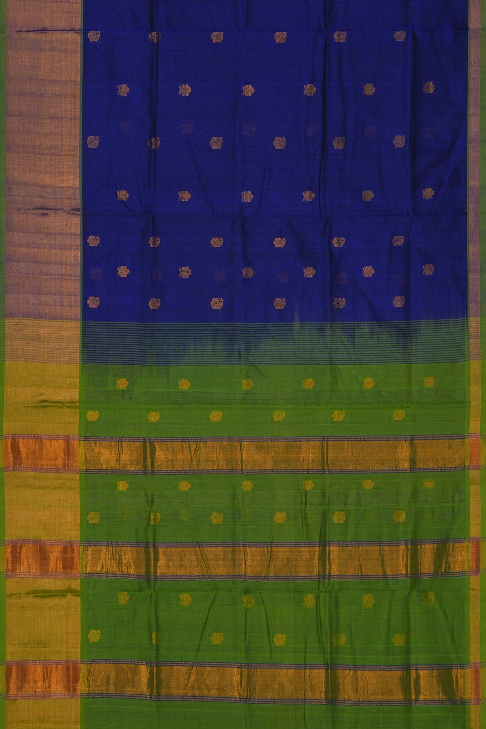 Image of South Cotton Silk Indigo Blue Saree