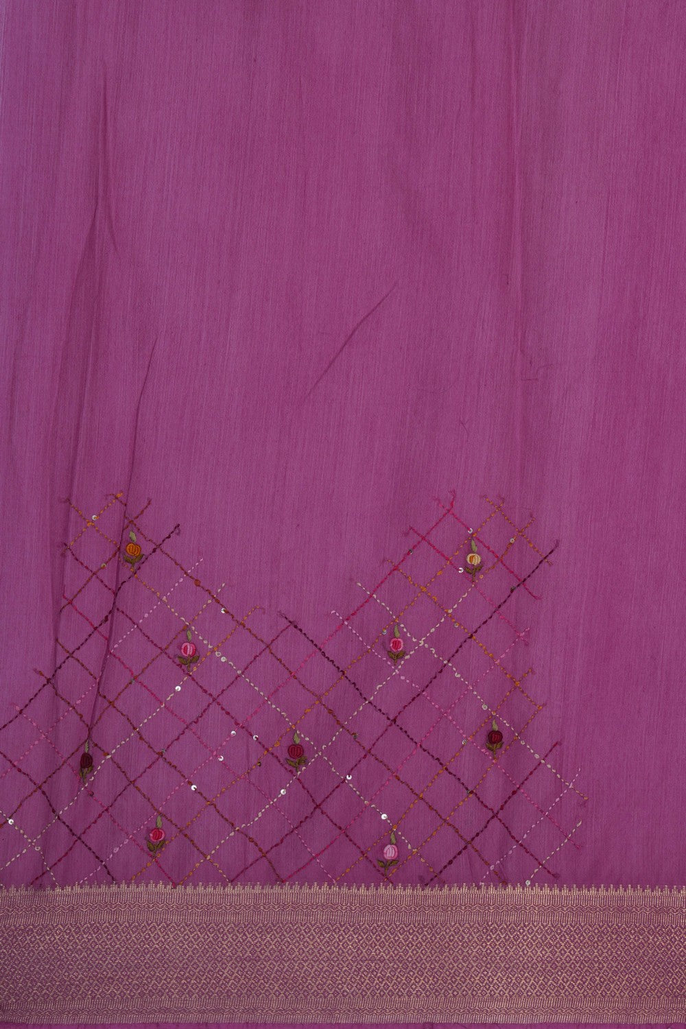 Image of A Tussar Floral Embroidery Saree