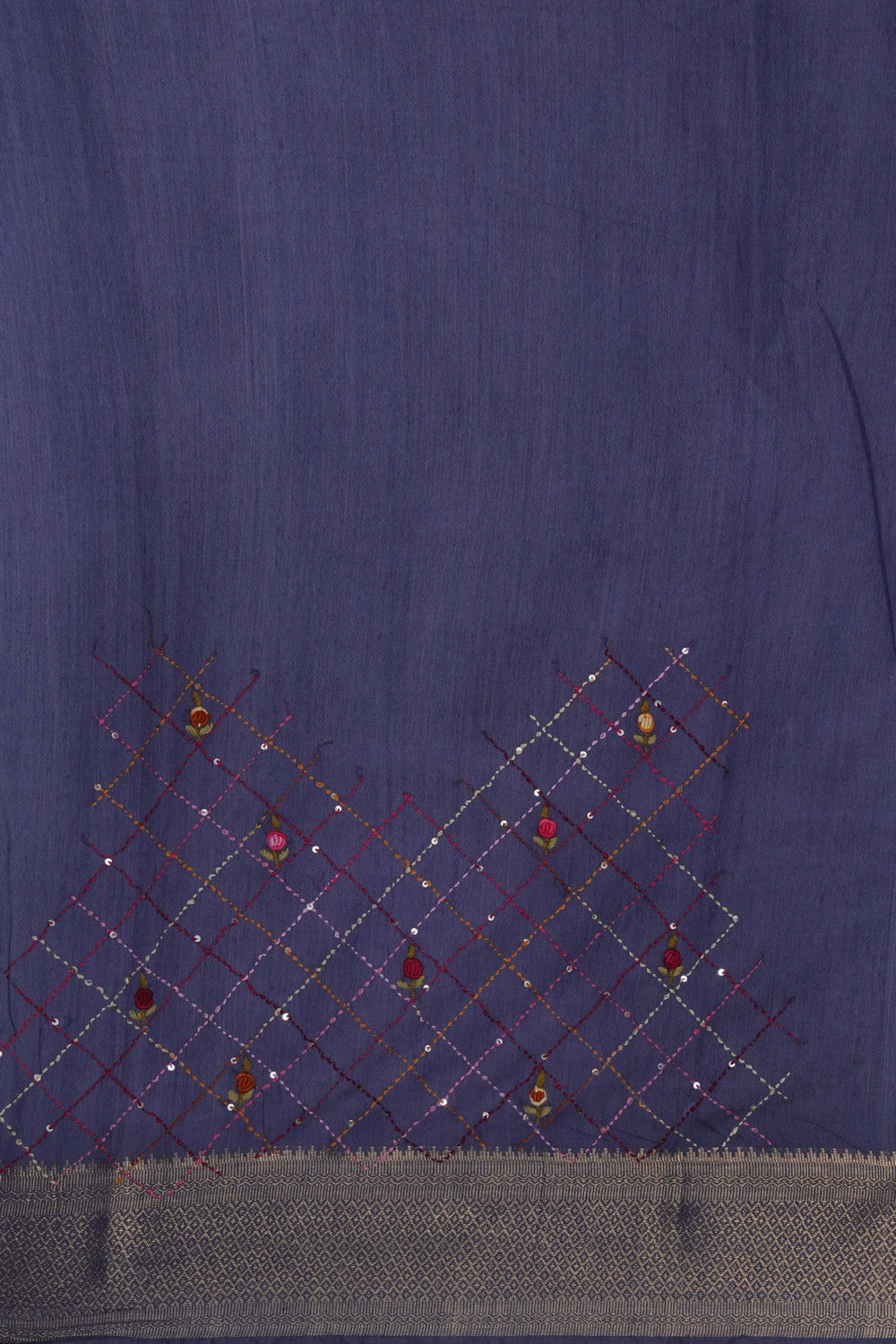 Image of A Tussar Floral Embroidery Saree