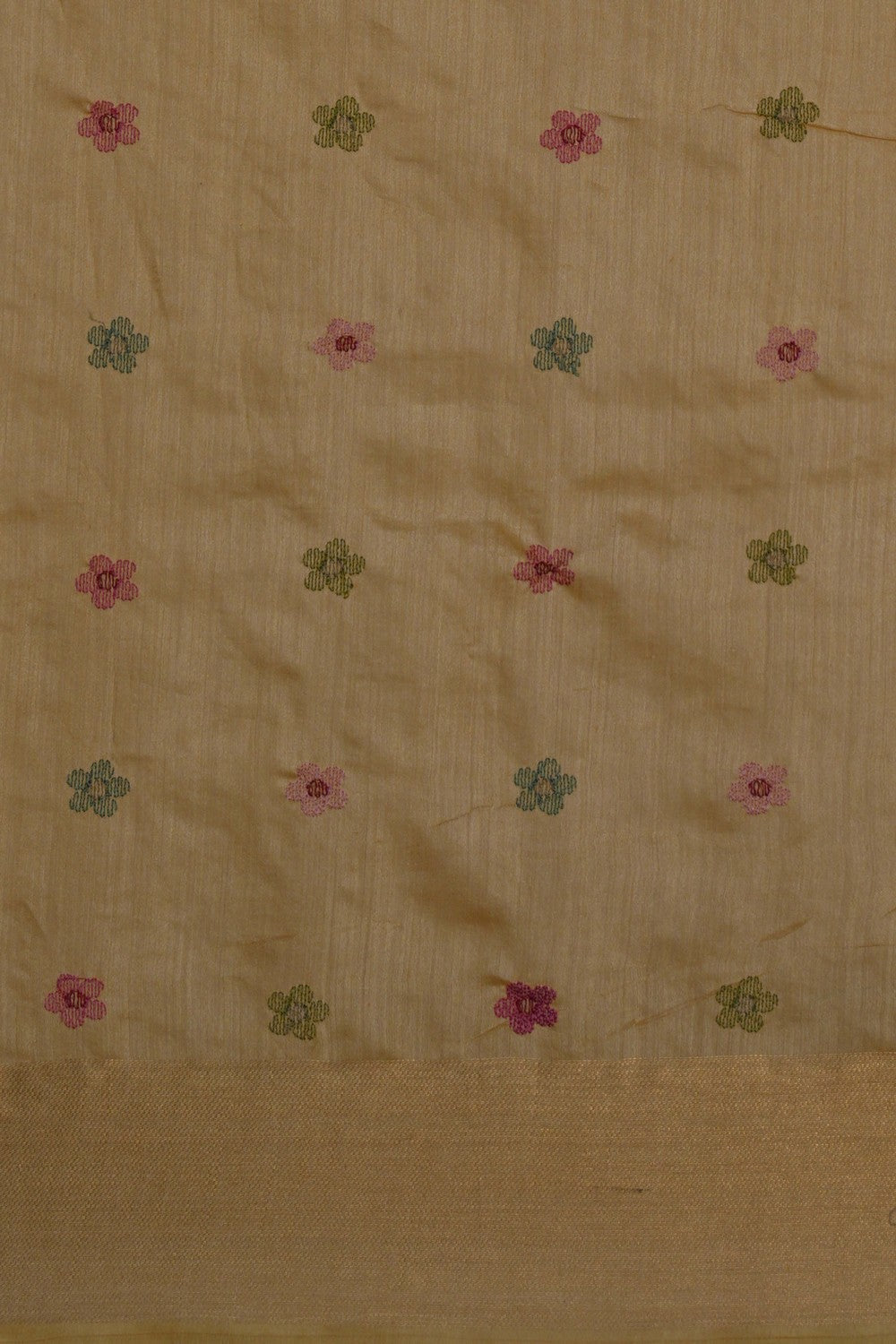 Image of A Bhagalpur Tussar Silk Pale Yellow Saree