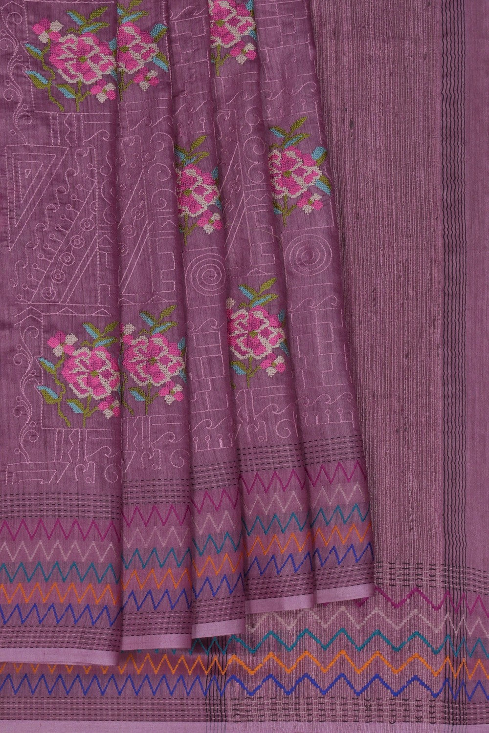 Image of A Tussar Silk Mauve Saree