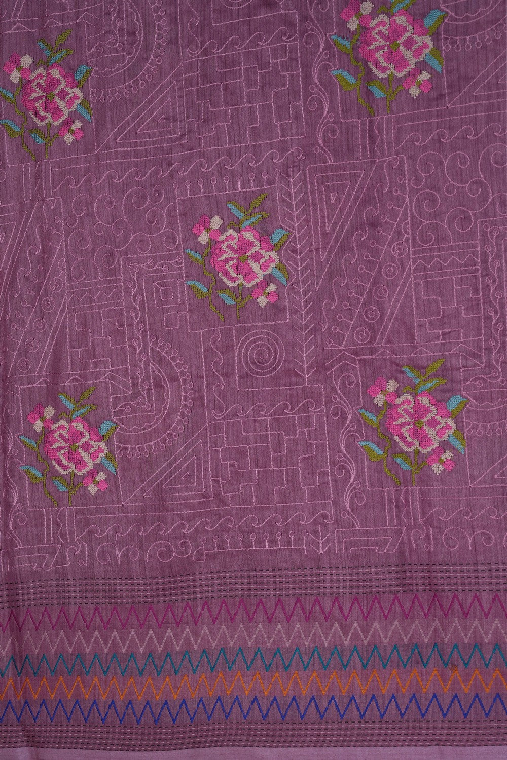 Image of A Tussar Silk Mauve Saree