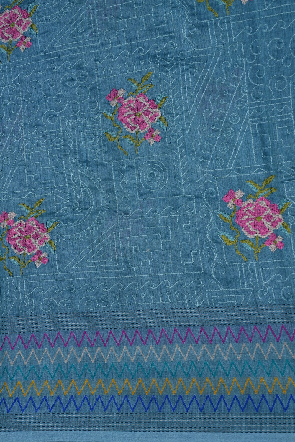 Image of A Tussar Silk Blue Saree